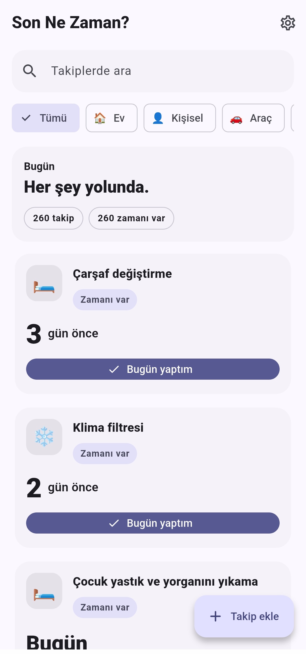 Son Ne Zaman? ana ekranı