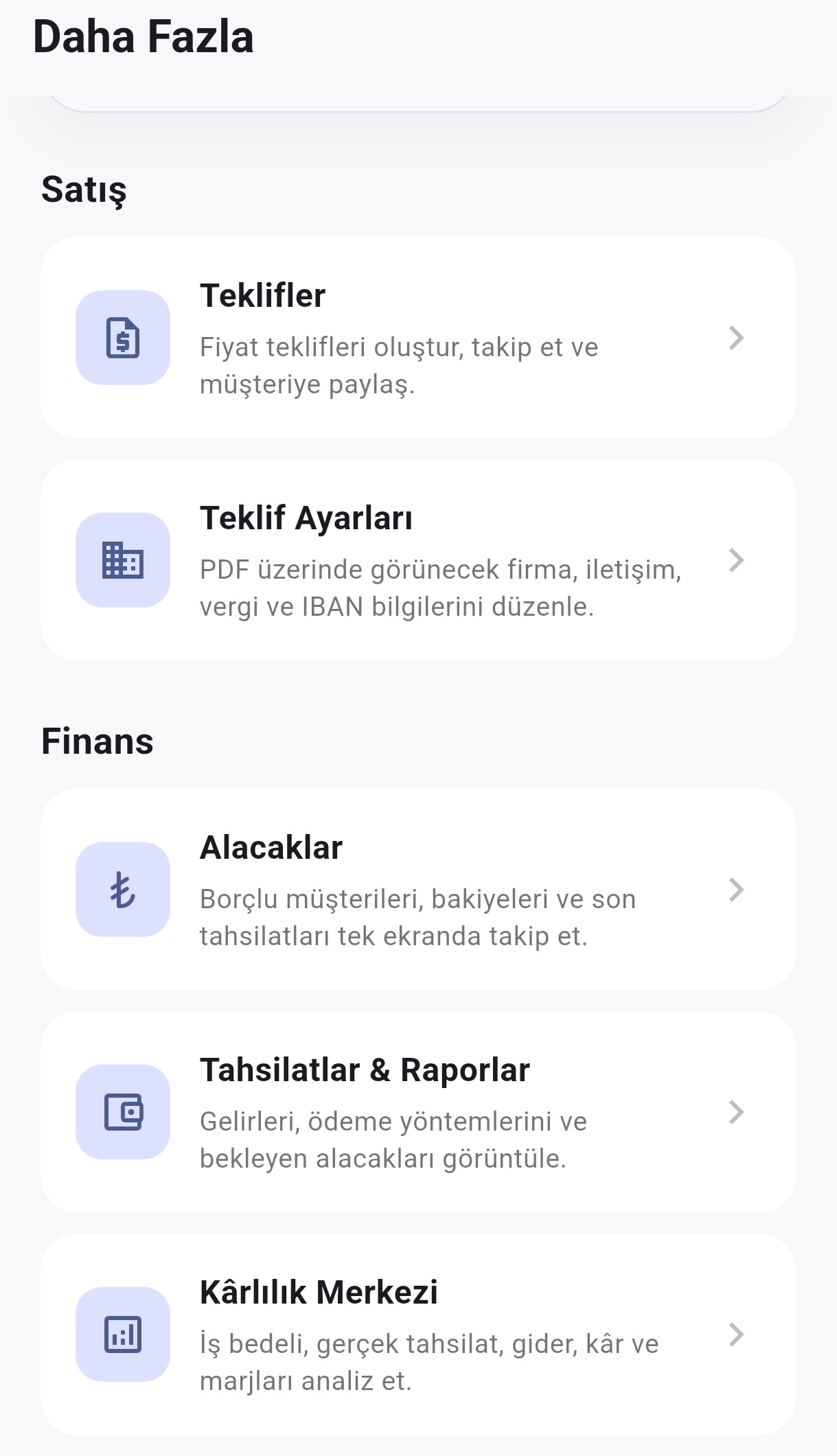 UstaCep daha fazla özellikler ekranı